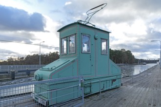 Old towing locomotive, old ship lift, Niederfinow, Brandenburg, Germany