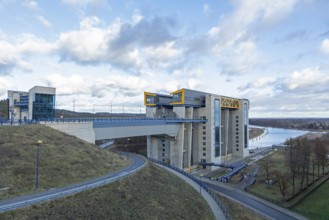 New boat lift, Oder-Havel Canal, Niederfinow, Brandenburg, Germany