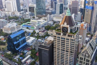 Over the rooftops of Bangkok, view from the Moon Bar on the roof terrace of the Banyan Tree Hotel,