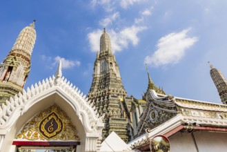 Pagodas with ceramic inlays, Wat Arun Buddhist temple, Bangkok, Thailand's metropolis, Thailand