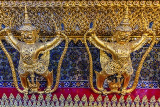 The Grand Royal Palace, Wat Phra Kaeo Buddhist Temple, guarded by Yakshas, Phra Nakhon, Bangkok,