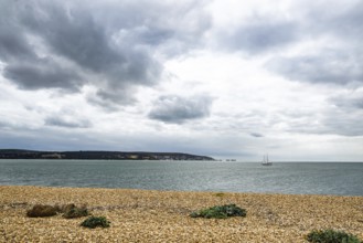 Beach over Hurst Spit, Milford on Sea, Lymington, Hampshire, UK