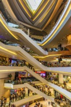 Skylight and various floors connected by escalators in Iconsiam Shopping Center, Bangkok,