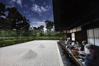 Zen garden of the Daisen-in Temple in Kyoto, perfectly arranged gravel structures, Kyoto, Japan