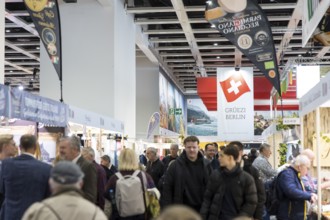 Visitors in front of Switzerland's stand at Green Week at the exhibition center in Berlin on 16.01