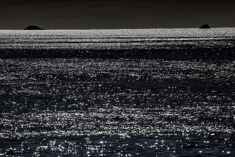 Shimmering water at night in the Bay of Islands, New Zealand, zero