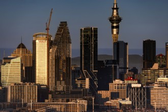 Detailed view of the illuminated skyline of Mt Victoria, Auckland, null, New Zealand