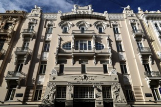 Impressive Art Nouveau building on Albertstraße with richly decorated facades, Riga, Latvia