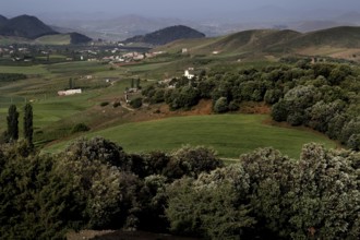 View of a green, hilly landscape full of trees near Azrou, Azrou, Fès-Meknes region, Morocco