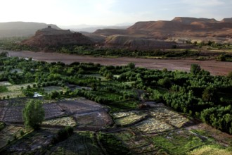 Extensive valley with green meadows and a river in the distance