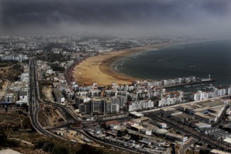 Panoramic view of Agadir coast from the Kasbah, Agadir, Kasbah, Morocco