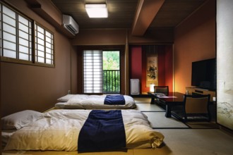 Cozy room at Ryokan Canada, traditionally designed in Japanese style, Kyoto, Okazaki, Japan