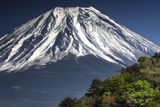 Majestic Mount Fuji overlooking Lake Motosu-ko, Motosu-ko, Yamanashi, Japan