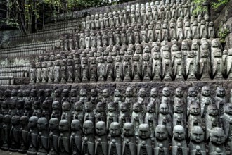 Rows of jizo figures at Hase-dera Temple in Kamakura, Kamakura, Japan