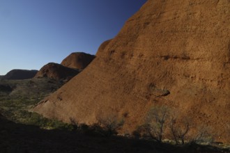 Massive red rocks in the Valley of the Winds near Kata Tjuta against a clear sky, Kata Tjuta,