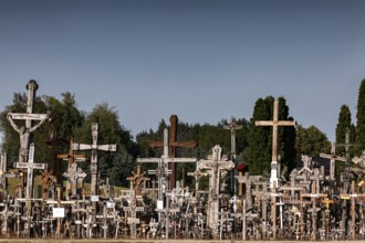 A variety of crosses on the Hill of Crosses in Siauliai, Siauliai, Lithuania
