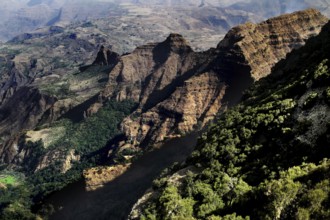 Majestic mountain landscape with green valleys, Semien Mountain National Park, Ethiopia