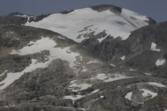 Snowy mountain landscape of Dalsnibba above Geirangerfjord, Dalsnibba, Geirangerfjord, Møre og
