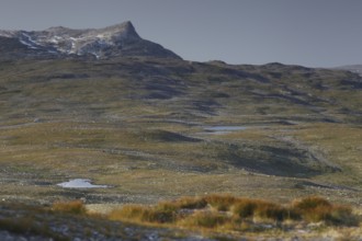 Wide landscape with mountains and flat land, quiet Scandinavian nature, zero