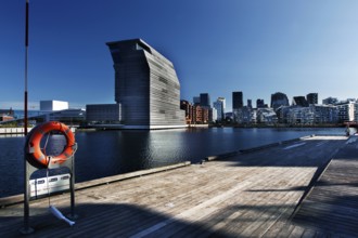 View of the Munch Museum and Oslo skyline on a clear day, Oslo, Bjøvika, Norway