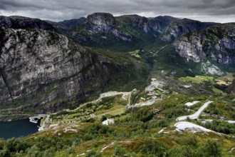 View from the panoramic restaurant Øygardstølen over the picturesque valley and surrounding