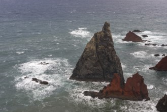 Rock formations in the Atlantic Ocean, volcanic peninsula, Ponta de São Lourenço, Ponta de Sao