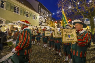 Medieval Christmas market, blue hour, Burkheim, Vogtsburg, Kaiserstuhl, Baden-Württemberg, Germany