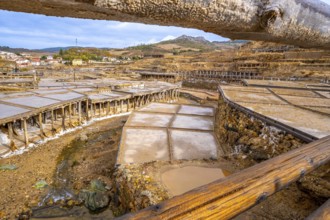 Anana salt flats in the basque country displaying an intricate system of terraces and evaporation