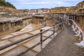 Historic salt valley of anana showing intricate wooden structures and evaporation ponds, creating