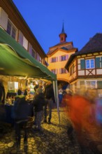 Christmas market, blue hour, Burkheim, Vogtsburg, Kaiserstuhl, Baden-Württemberg, Germany