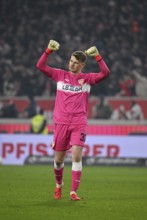 Goalkeeper Alexander Nübel VfB Stuttgart (33) Goal celebration Gesture Gesture MHPArena, MHP Arena