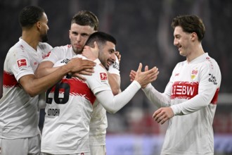 Goal celebration Deniz Undav VfB Stuttgart (26) Angelo Stiller VfB Stuttgart (06) Ermedin Demirovic