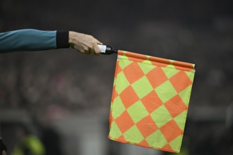 Detailed view, flag offside linesman assistant referee, MHPArena, MHP Arena Stuttgart,