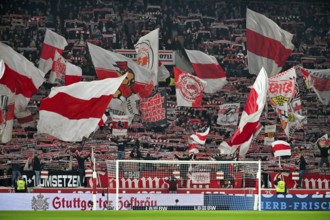 Fan block, fans, fan curve, flags, atmosphere, atmospheric Cannstatt curve VfB Stuttgart MHPArena,