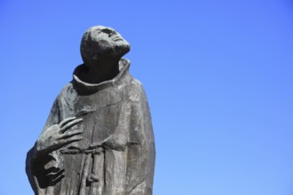 Statue of Francis of Assisi at the pilgrimage church Basilica Vierzehnheiligen near Bad