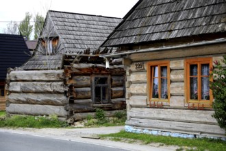 Traditional wooden houses in the village of Chocholow, Podhale-style wooden architecture, listed by