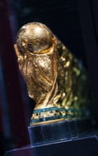 The original FIFA World Cup 2026 Trophy is showcased for visitors during the official India leg of