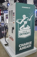 Detroit, Michigan USA - 14 January 2026 - A City of Detroit electric vehicle charging station,