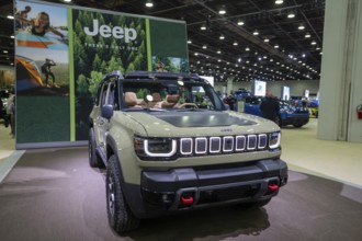 Detroit, Michigan USA - 14 January 2026 - The Jeep Moab 4xe electric vehicle on display at the