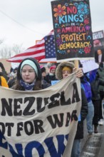 Detroit, Michigan USA - 13 January 2026 - Hundreds of protesters rallied in the rain outside the