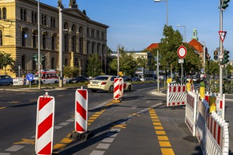 Road construction site at the Berlin Social Court, Invalidenstraße in Mitte, Berlin, Germany