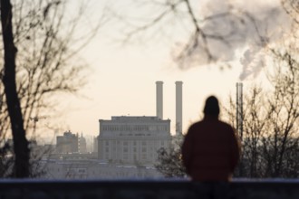View of power plant Berlin from Volkspark Friedrichshain on 07.01.2026