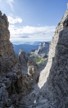 View of mountains from the Bocca degli Armi Bridge, Via Ferrata Bocciere Centrale, Brenta