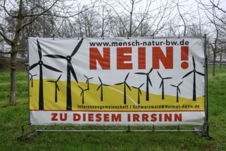 Poster against wind power, wind turbines, wind energy, near Kappelrodeck, Ortenau-Kreis,