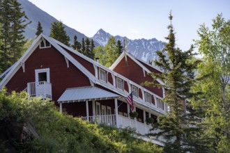 Red Kennicott Buildings in a Mountain Landscape, Historic Kennecott Copper Mine, National Historic