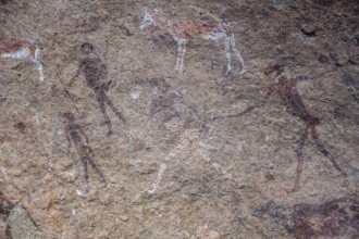 White Lady Rock Painting, White Lady Painting, Depiction of Hunters and Animals, Rock Paintings in