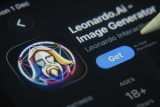 Dhaka, Bangladesh- 01 Dec 2025: A close-up of the Leonardo AI app icon in the App Store on an iPad