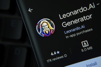 Dhaka, Bangladesh- 27 July 2025: Leonardo AI app from Google Playstore is displayed on a smartphone