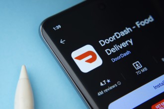 Dhaka, Bangladesh- 16 March 2025: The DoorDash app from Google Playstore is displayed on a