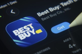 Dhaka, Bangladesh- 01 Dec 2025: A close-up of the Best Buy app icon in the App Store on an iPad